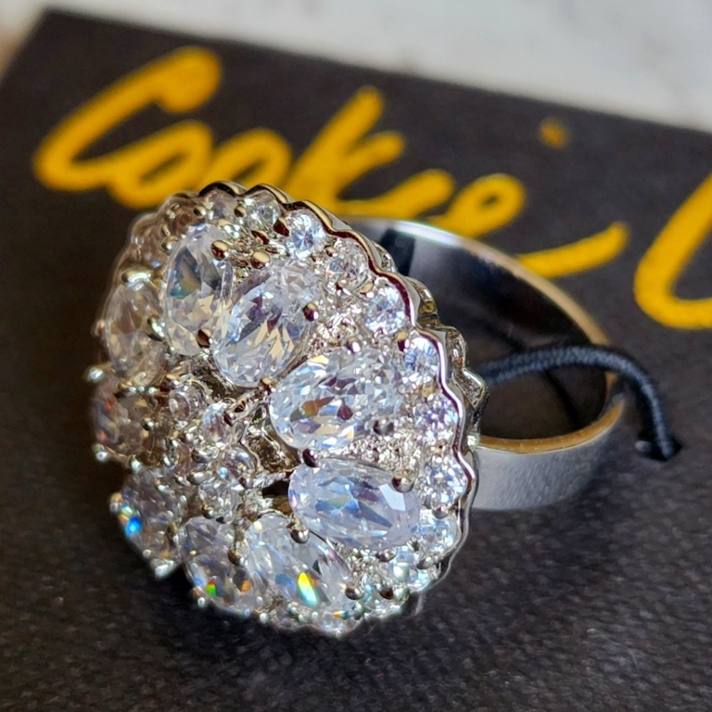 Cookie Lee silver bling jewel ring NWT